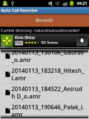 FREE Auto Call Recorder android App screenshot 0